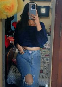 Blue Velvet Long Sleeve Top