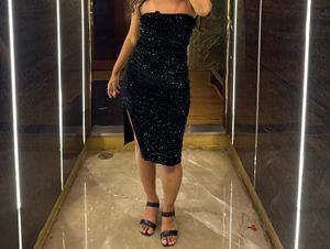 Sparkling Black Strapless Dress