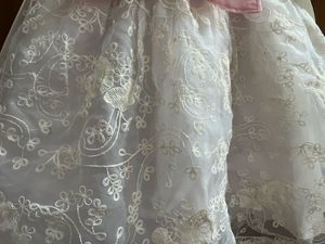 White Lace Party Dress with Pink Bow