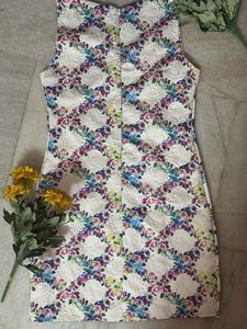 Floral Textured Sleeveless Mini Dress