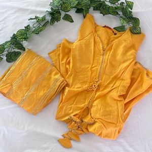 Branded Mustard Sharara Kurta Set