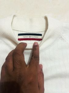 TommyHilfiger Classic White Mock Neck Sweater