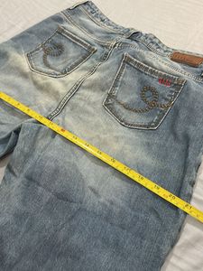 ELLE Distressed Blue Jeans with Paint Splatter