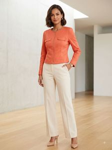 Orange Cropped Zip-Up Jacket