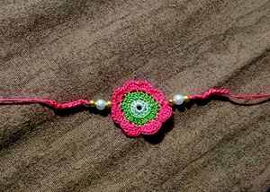 Handmade Crocheted Flower Rakhi