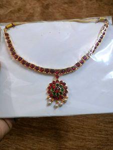 Traditional Indian Necklace with Red Stones