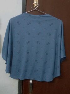 Blue Printed Cape Style Top
