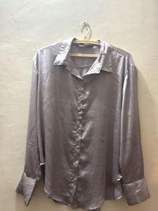 Satin Button-Up Shirt