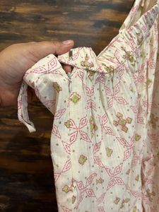 White Floral Embroidered Kurta and sharara