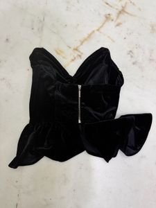 Black Velvet Ruffled Top