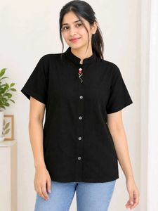 Chic Black Button-Up Top & shirt