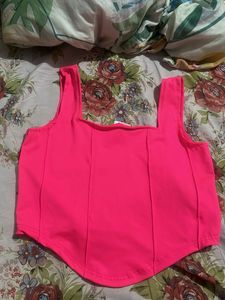 Hot Pink Corset Crop Top