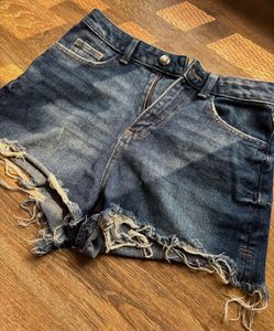 dark blue ripped Denim Shorts