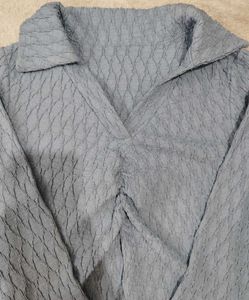 Ruched V-Neck Long Sleeve Top