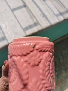 Elegant Ceramic Jar with Embossed Floral Design