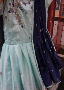 small girl  sky blue  stylish frock -size 30