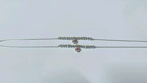 pure silver Anklets with Pink Flower Charm