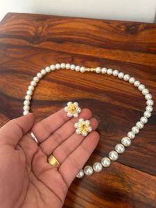 Pearl Necklace & Stud Earrings Set