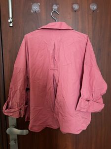 ZARA Oversized Pink Button-Up Shirt