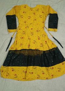 Stylish printed yellow frock