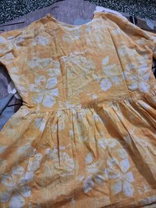Yellow Printed Cotton Kurta