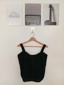 Black Button-Front Camisole Top