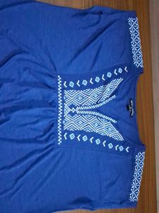 Embroidered Blue Tunic Top