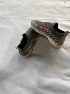 Gray Knit Slip-On Sneakers
