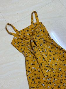 Yellow Floral Spaghetti Strap Dress