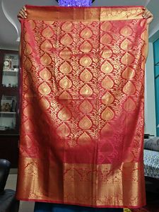 Vibrant Pinkish dual tone & Gold Brocade Saree