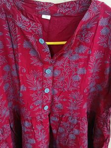 Red Floral Print top with Tassels