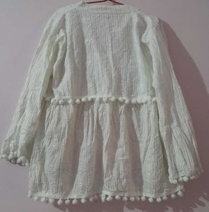 White Embroidered Top &amp; Shrug Set