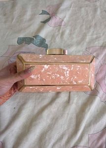 Chic Peach Marble Clutch Bag