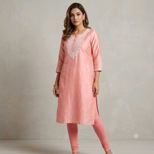 Elegant Pink Kurta Set with Embroidery