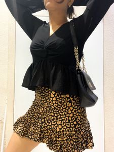 Stylish Black Peplum Top and skirt co-ord set