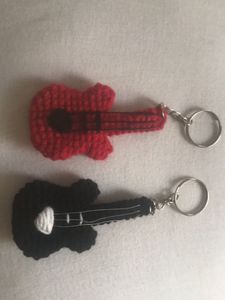Crochet Guitar Keychains - Music Lover Gift