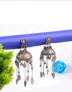 Oxidised Jhumkas boho style earrings for Girls