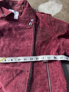 Burgundy Suede Moto Jacket