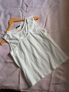 White Cut-Out Ribbed Tank Top