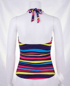 Striped Halter Neck Bikini Top