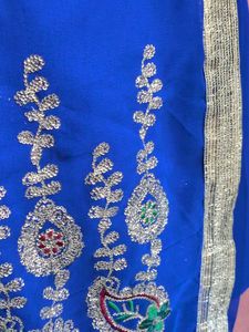New Elegant Blue Embroidered Saree