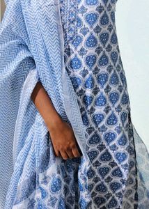 Blue Paisely Print Kurta Pant Set(S) (no duppata