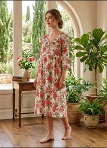 Floral Midi Dress with V-Neck