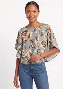Floral Print Bell Sleeve Top
