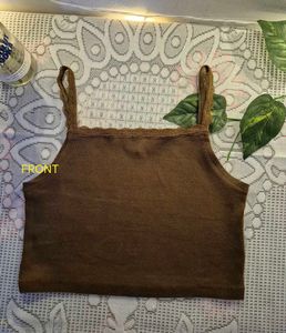 Brown Lace Trim Cami Top🤎☀️
