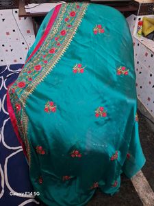 Beautiful Embroidered Teal green shining