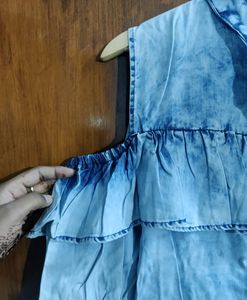 Denim Cold Shoulder Top