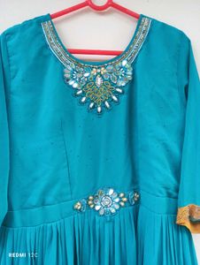 Stunning Teal Embellished Ethnic Gown