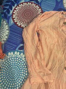 Women's Peach Kurta and Pant Set chiffon dupp
