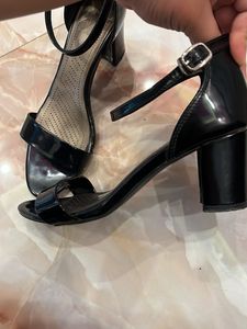 Black Patent Ankle Strap Heels